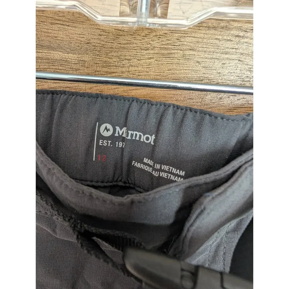 Marmot Kodachrome Pants Womens 12 Gray Stretch Belted Waist Straight Leg NWT